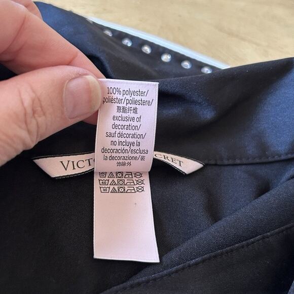 Victorias Secret PJs Romper Bling Lingerie Black L One piece sexy nightie Y2K - Picture 8 of 9